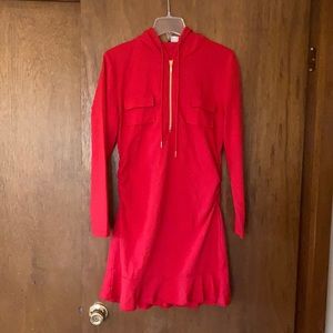 Hoodie ruffle dress. Red. Size Medium. Never worn.